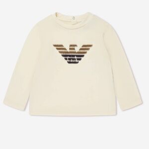 EMPORIO ARMANI Baby Long Sleeve Logo T-Shirt Cream